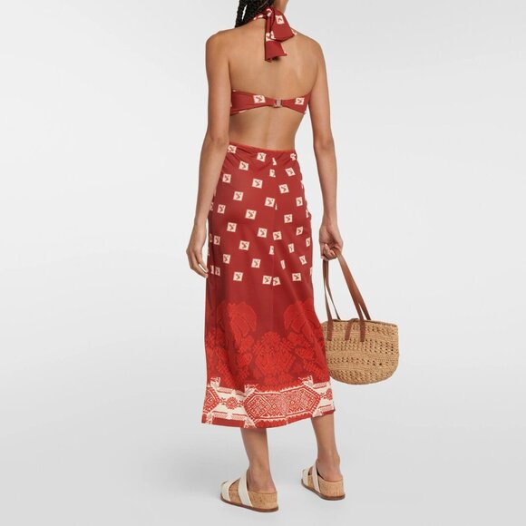 Johanna Ortiz Quechua Maxi Dress Andean Wine Ruby Cerise Size Large NEW NWT - Picture 3 of 15